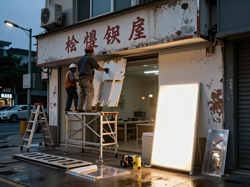 南宁老店招牌翻新-哪些能修哪些必须换-恒兴广告